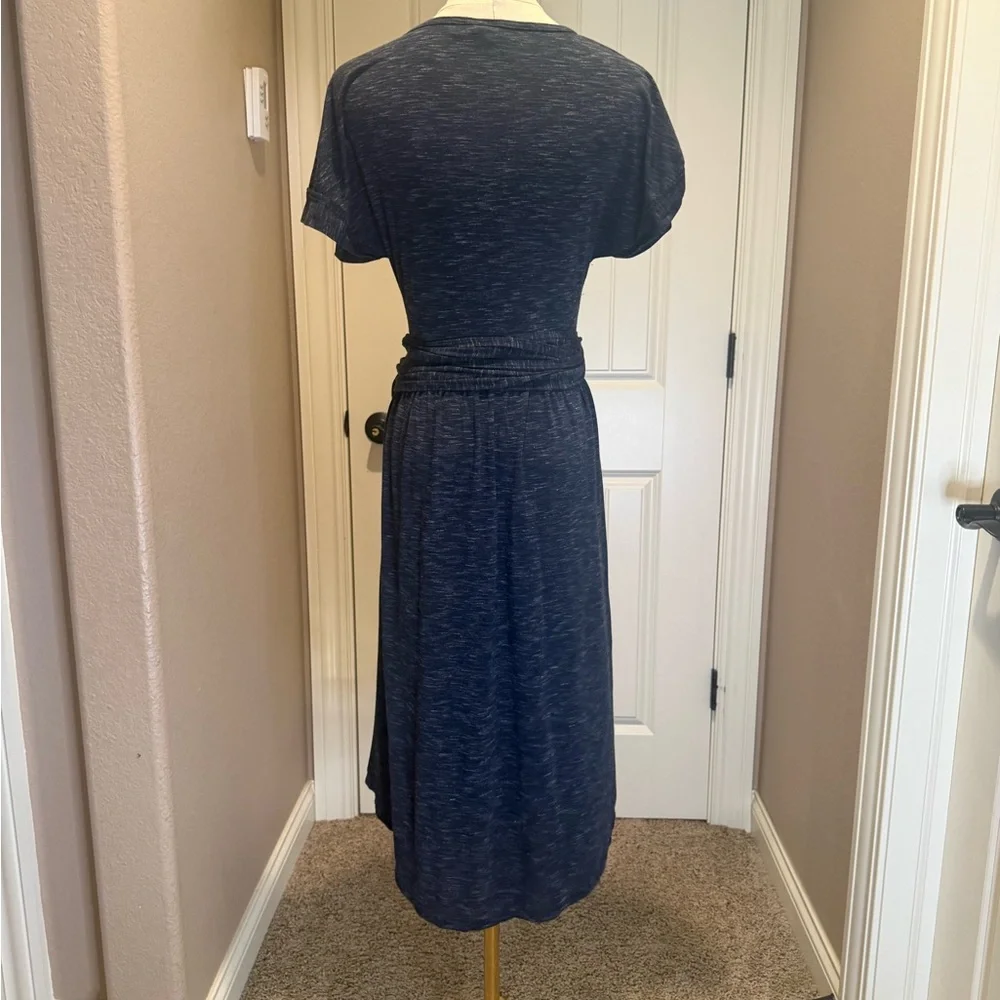 GAP Heathered Blue Midi Dress with tie - Picture 3 of 5